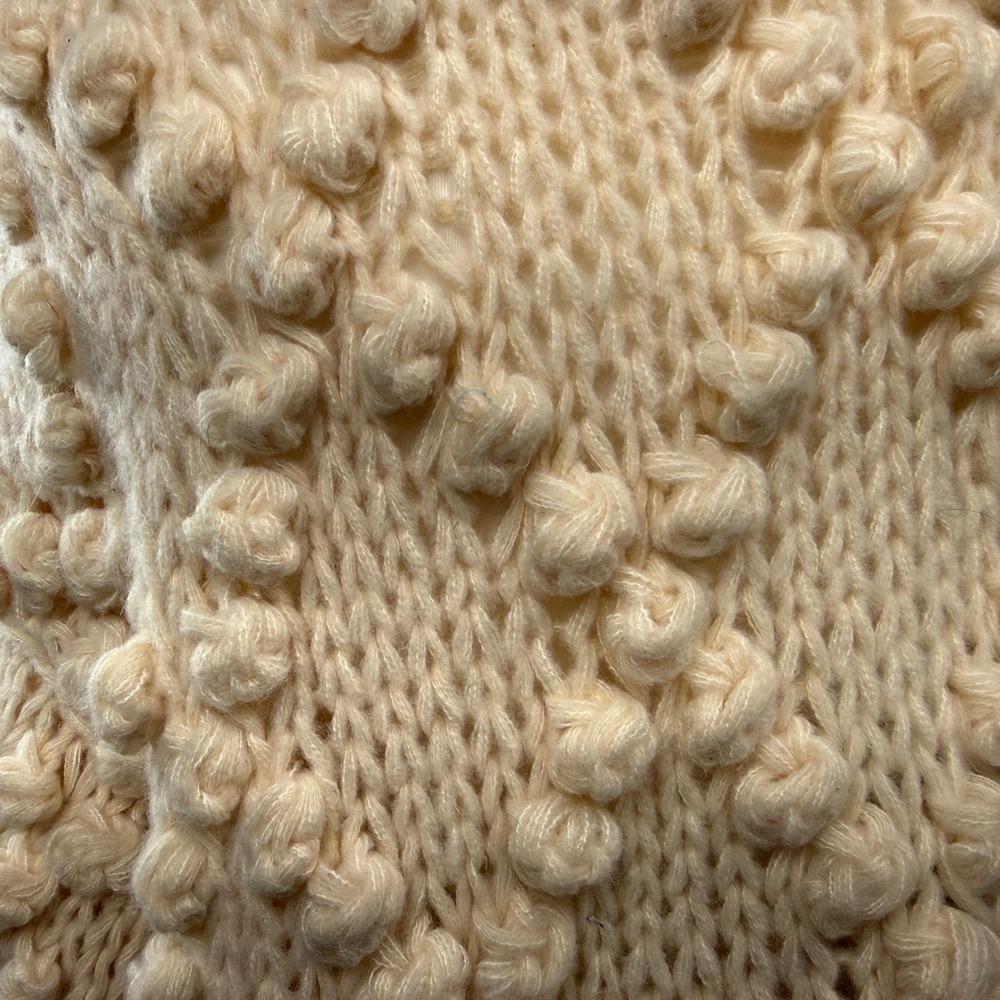 SAACHI Aria Popcorn Knit Chunky Cardigan Size L Cross Stitch Pom Pom Flowers - Picture 3 of 12